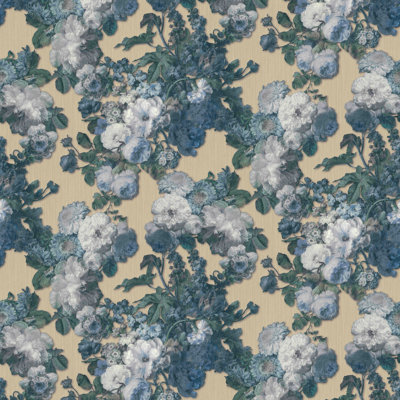 Elle Decor Floral Baroque 3D Embossed Glitter Shimmer 33' L x 21" W Wallpaper Roll