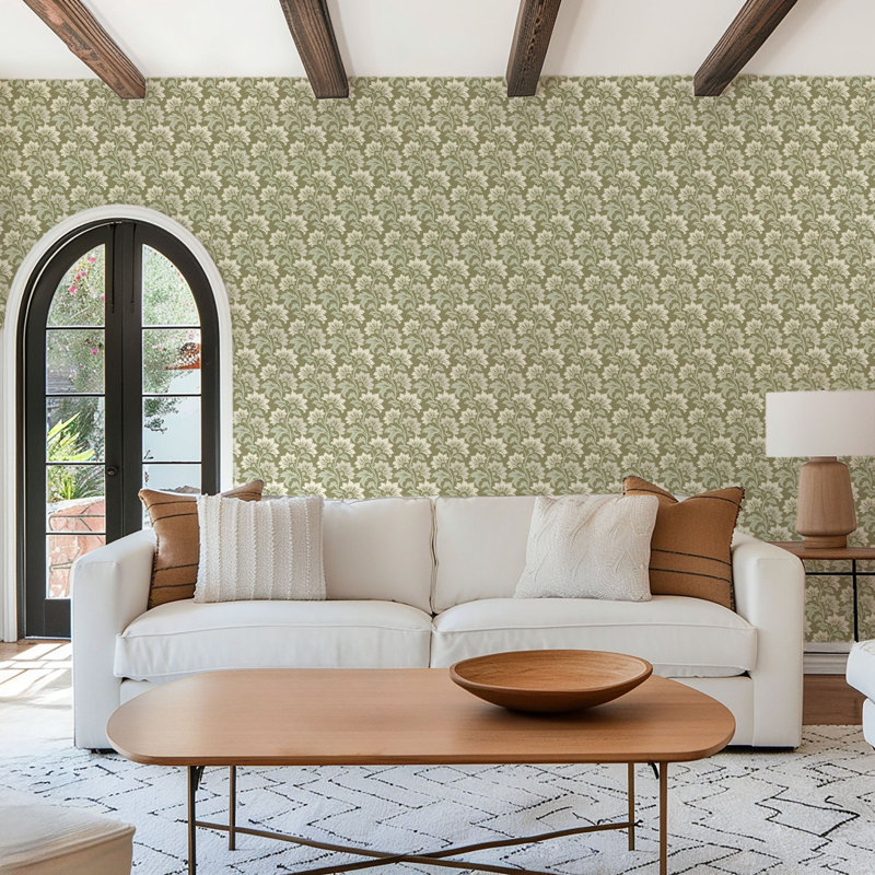 Wildflower - Olive Beige Botanical Wallpaper