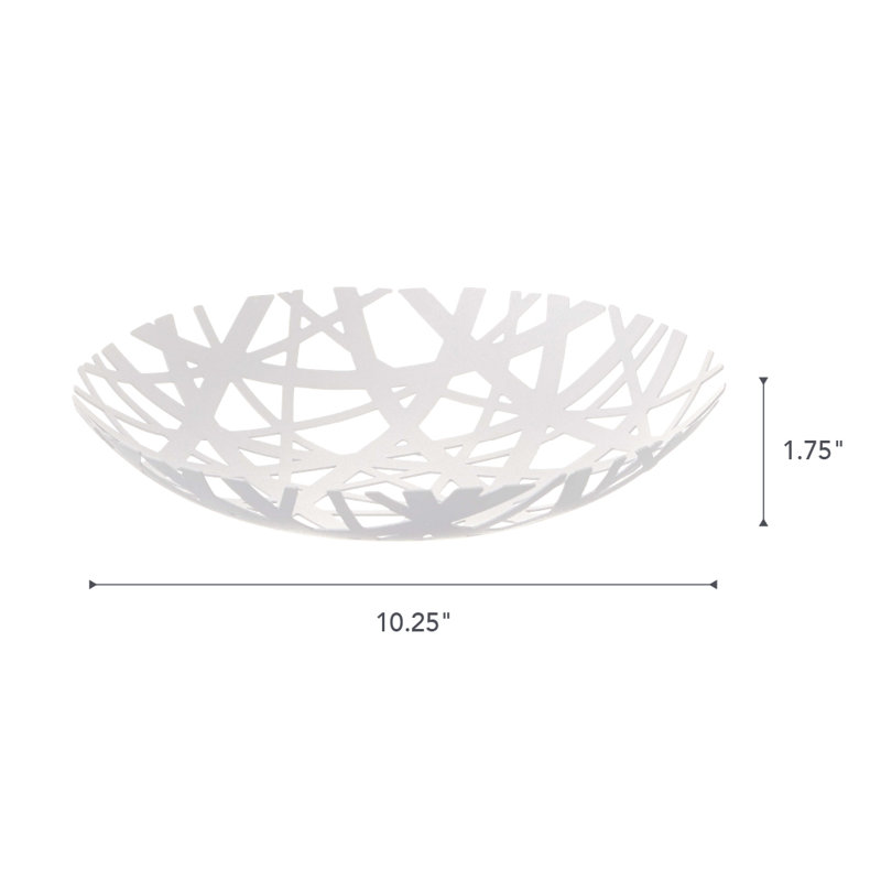 White Steel Cut Out Round Fruit Bowl