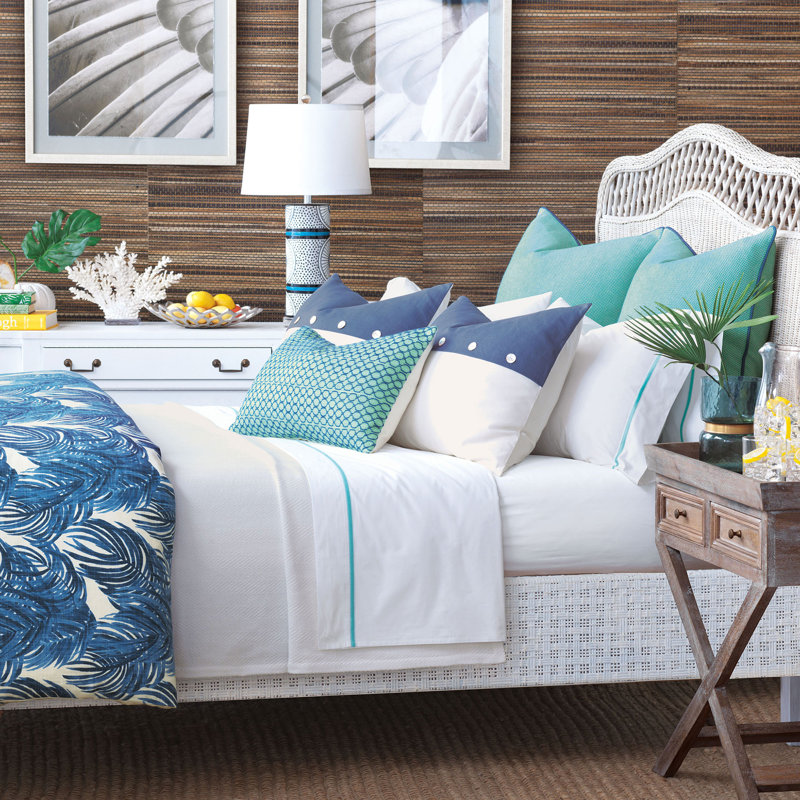 Ensemble de housse de couette en coton floral bleu 3 pièces Malia
