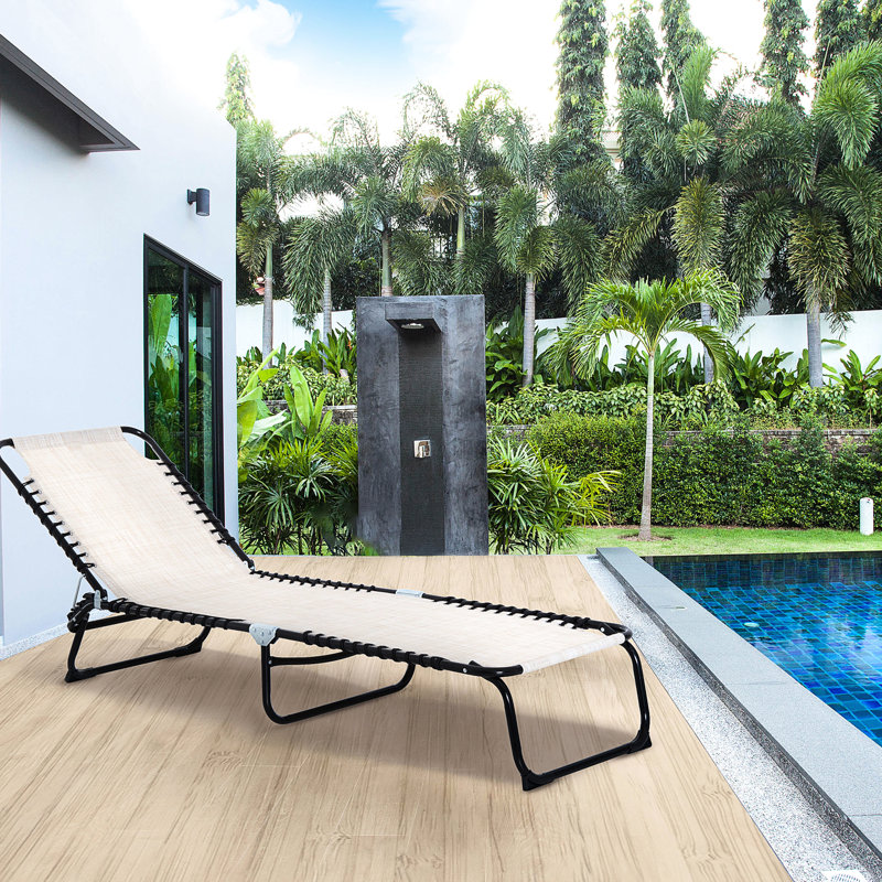 Chaise de billard blanc crème - pliable, dossier inclinable 4, filet respirant pour siège de patio pliable d'extérieur réglable, filet