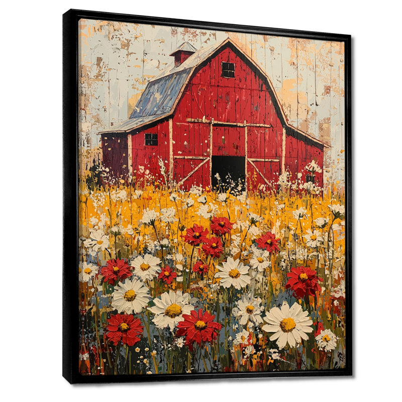 Barnyard In Full Bloom I - ferme, art mural, H 32 po x l 24 po, Reproduction encadrée sans passe-partout, Noir