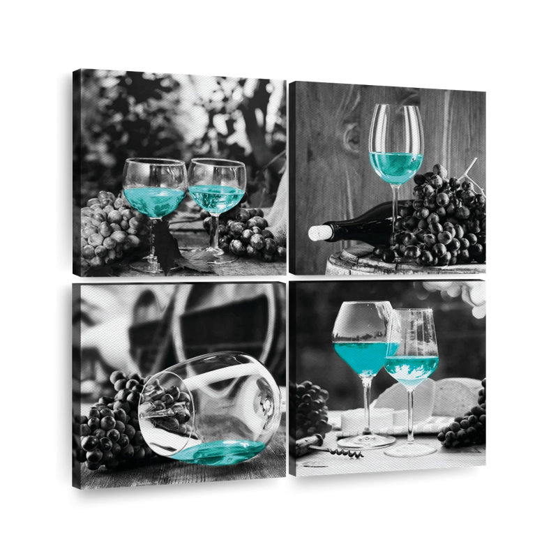 Ensemble de plusieurs verres à vin bleu sarcelle, H 18 po x l 18 po x P 1,25 po