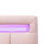 Lit tapissier grand en lin avec 2 tiroirs, lit gigogne simple TG, cadre à DEL rose