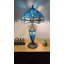 Lampe de table Haruko Tiffany avec abat-jour et base en vitrail bleu et ampoules DEL incluses: l 16 po x P 16 po x H 24 po-2019900069