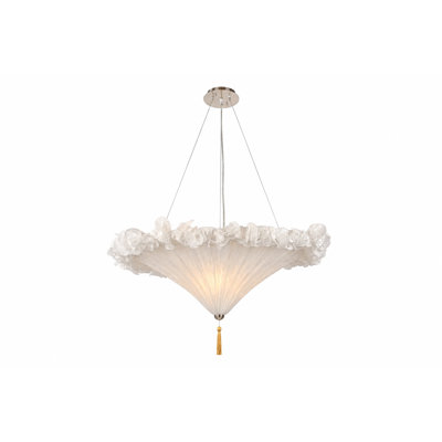 Eclectic 3 Light Fabric Shade Pendant