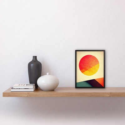 Minimal Sunset Retro Sun Planet Gradient - Picture Frame Rectangle Print