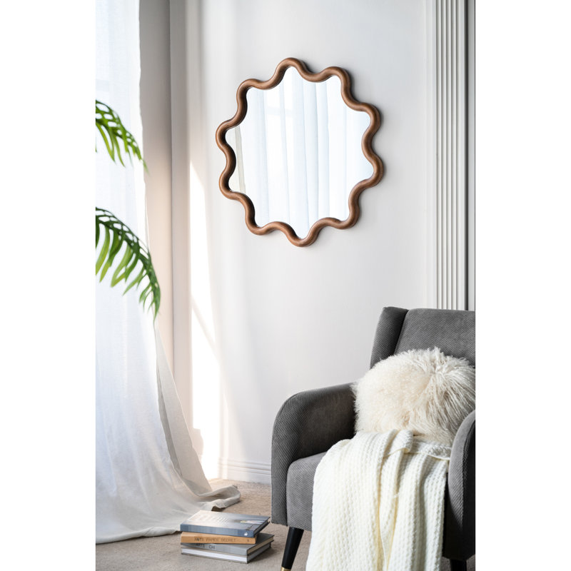 Miroir 30,01 po x 30,87 po avec cadre en bois avec fonctionnalité exceptionnelle, salon, chambre à coucher et vestibule 31,2 po Cadre inégalé, décoration