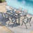 71-Inch  Table with Umbrella Hole - Aluminum Patio Table in Gray for Restaurant. Backyard or Poolside Use