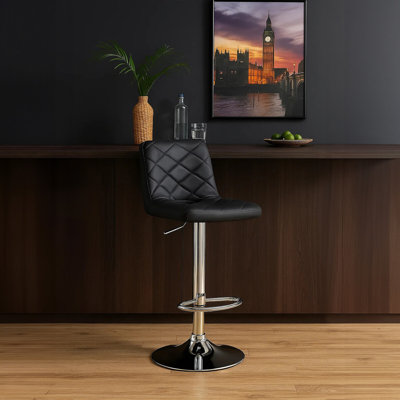 Peter Swivel Upholstered Adjustable Height Counter Stool with Metal Frame
