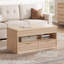 Table basse à plateau relevable avec conception cannelée, tablettes ouvertes et rangement caché-1728544504