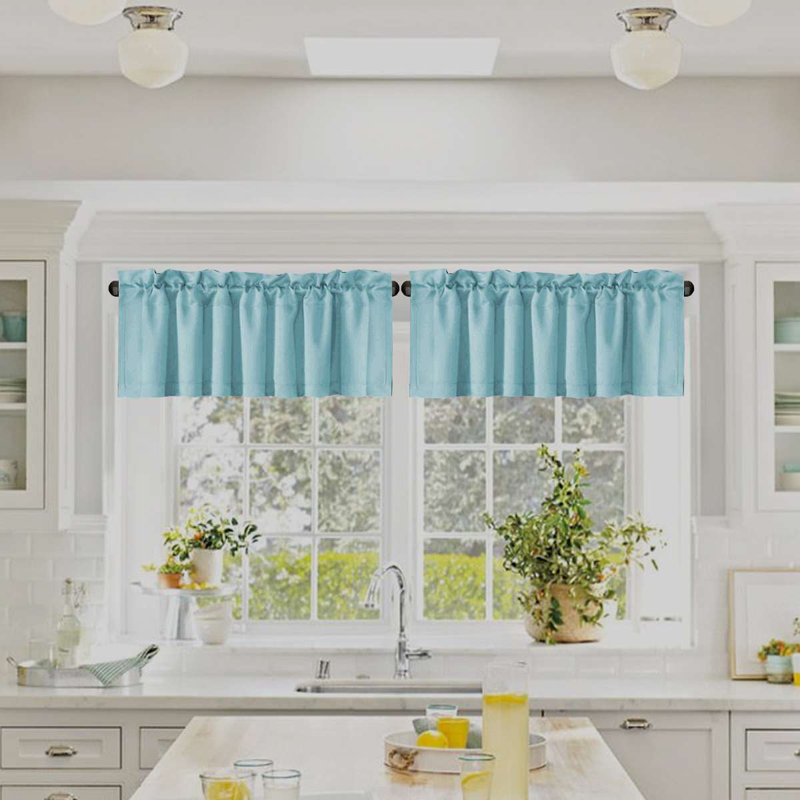 2 Panels Blackout Curtain Valances for Kitchen Windows/Bathroom/Living Room/Bedroom Privacy Decorative Rod Pocket Short Window Valance Curtains