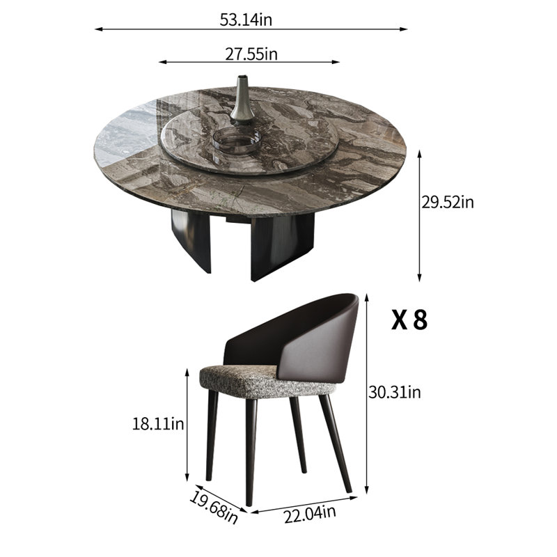 Ensemble de table de salle à manger moderne et simple en marbre de luxe