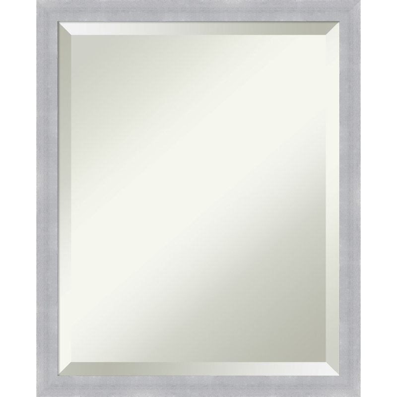 Grace Brushed Nickel Rectangular Wall Mirror with Silver Frame