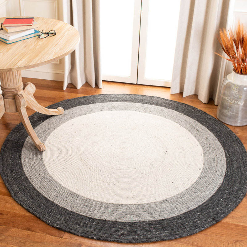 Tapis géométrique en laine tissé à la main 0,6 po Corley 0,4, Rond 4 pi