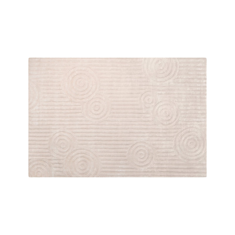 Uzu Rectangle Visca Solid Color Hand Loomed Viscose Area Rug in Beige, Rectangle 6'7" x 9'10"