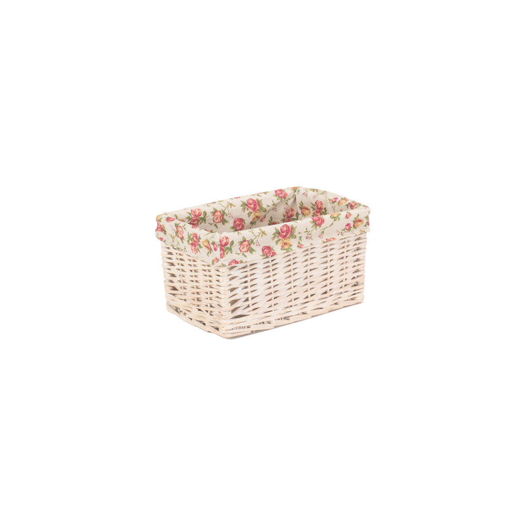 Garden Rose Lined Storage Wicker Basket