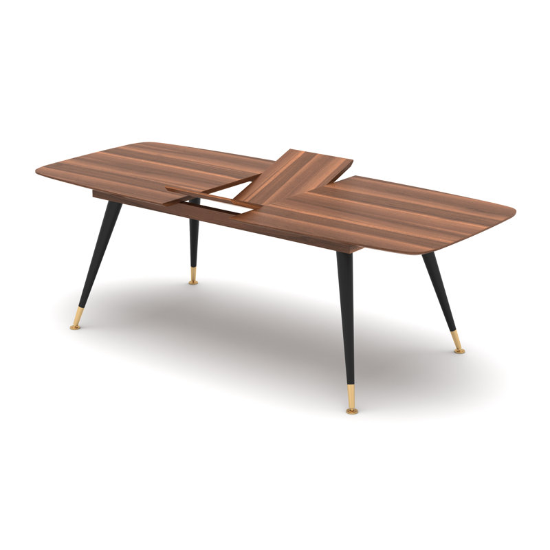 Ana Drop Leaf Extendable Solid Wood Dining Table, Walnut Veneer