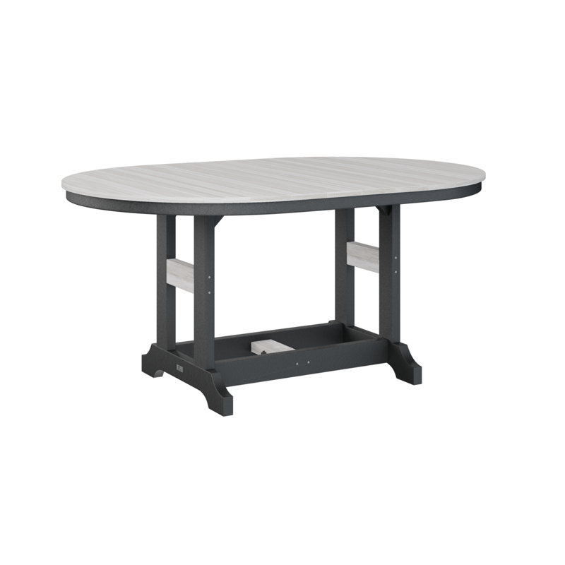 Garden Classic Outdoor Oval Bar Table, Black, Seashell, 39.5" H x 44" W x 64" D