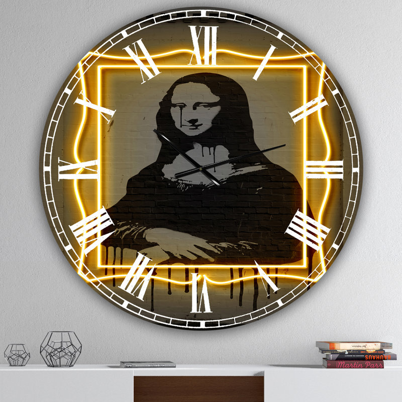 Horloge murale moderne Mona Lisa Neon, Moyen