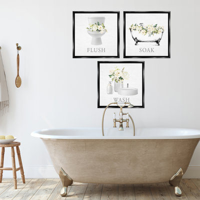 Ensemble de 3 toiles flottantes Flush Soak Wash, encadrées par lettré et doublé