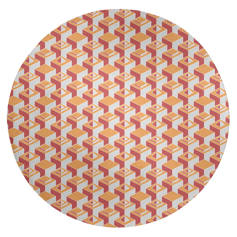 Tapis de zone orange/rouge light skyscrapers, Rond 5 pi