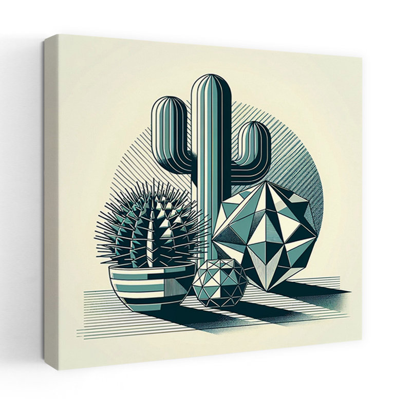 Art contemporain contemporain abstrait géométrique Cactus, H 18 po x l 18 po