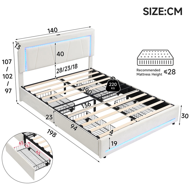 Smart Velvet Storage Beds Upholstered Bed