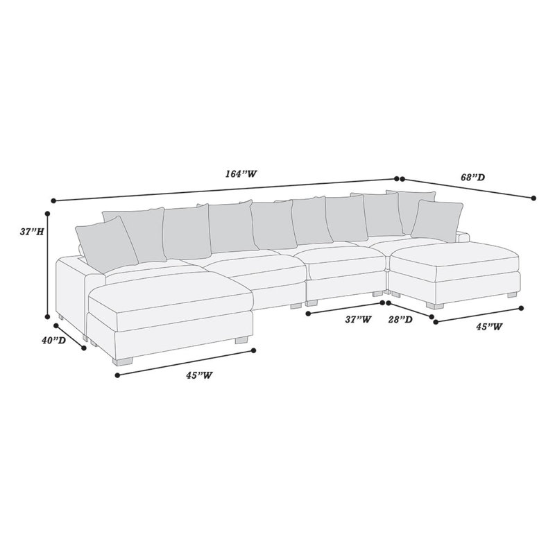 Aileen 6-Pcs Modular Set, Dark Gray Corduroy