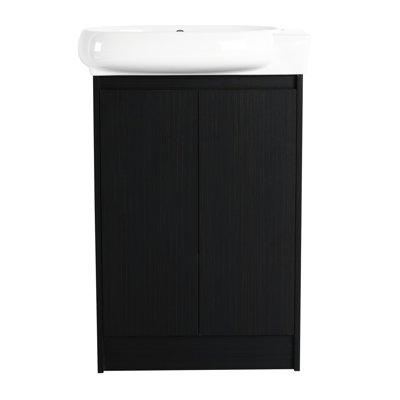 23" Freestanding Bathroom Vanity . Modern Compact Design. Soft Close Door Hinges. Sufficient Storage Space. Black Chestnut Color. Easy To Freshen Cabinet, Chestnut, Ceramic Sink, Doors, Contemporary