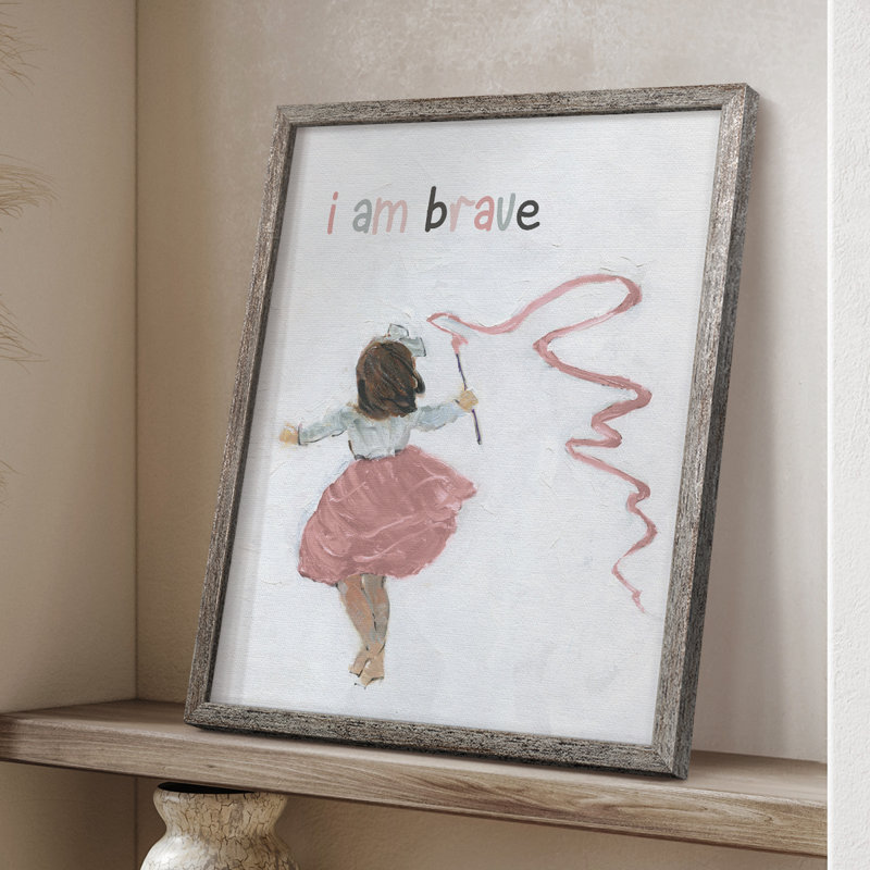 Girl Catching Wind Framed Print - Solid Wood, 11" H x 9" W