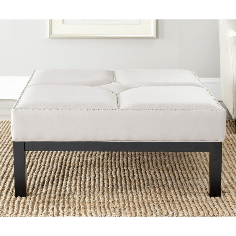 Repose-pieds de cocktail carré en similicuir de 37,4 po de largeur, Similicuir taupe