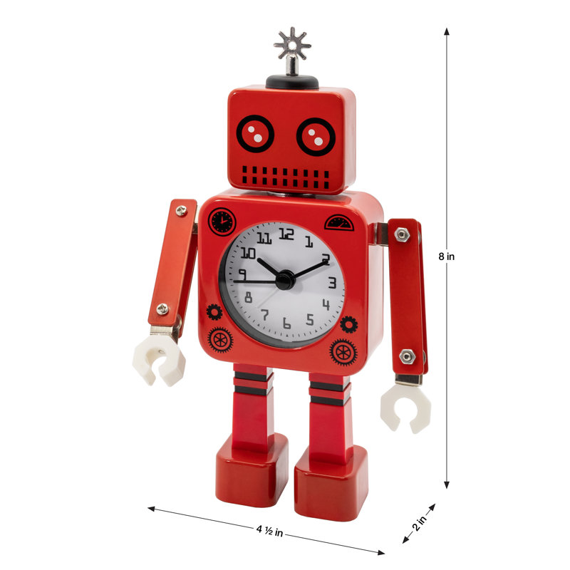 Robot Metal Alarm Clock, Red