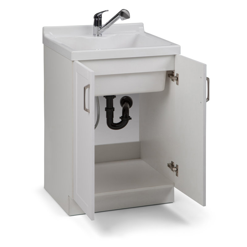 Évier utilitaire et armoire à lessive 24 po en ABS Kyle, Blanc pur