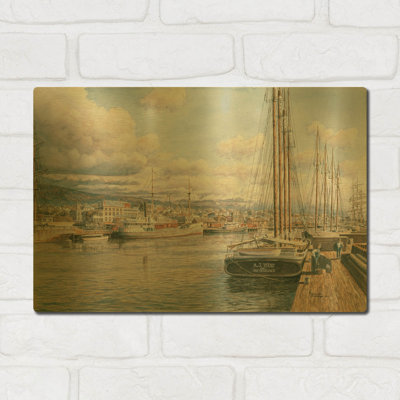'San Pedro Sunrise, Ca. 1913' By Stanton Manolakas Gold Metal Wall Art, 16" x 12"