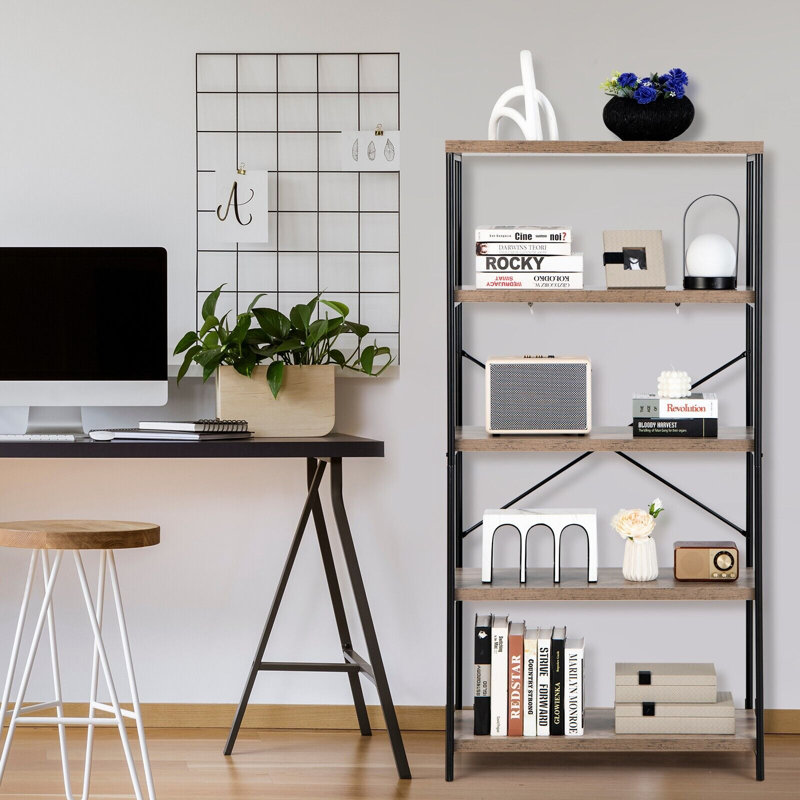Alisher 159 cm H x 79 cm W Bookcase, Grey