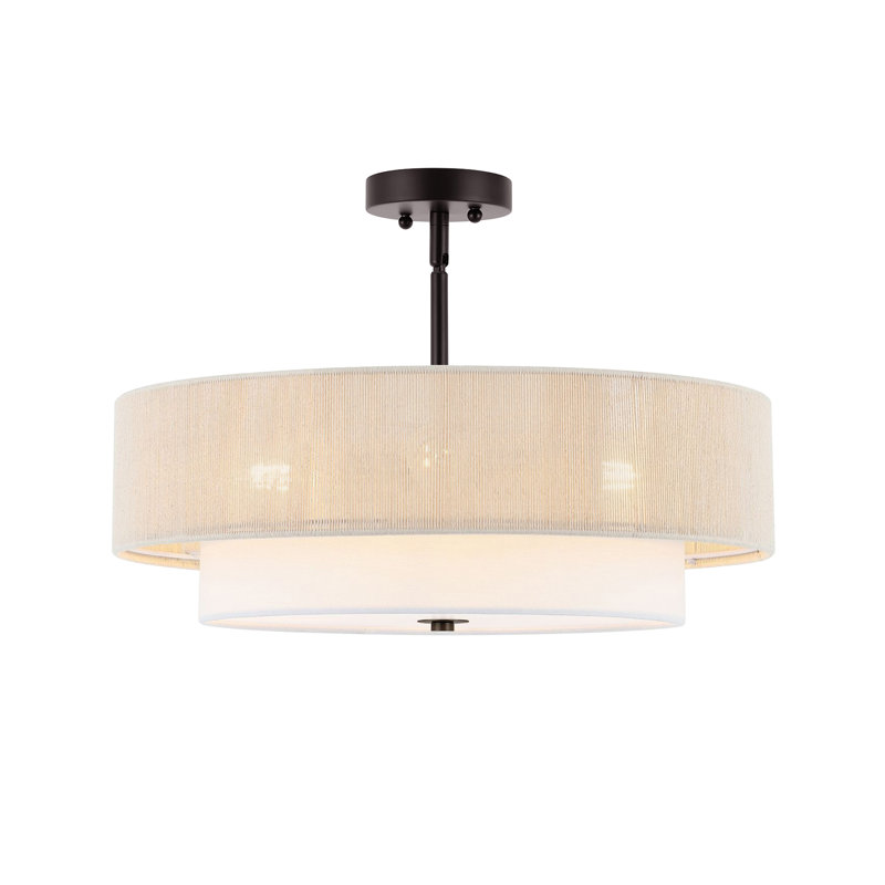 Lustre cylindrique semi-encastré à 4 lumières Reenat, Bronze