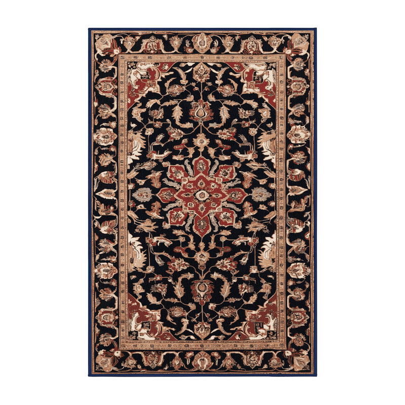 Machine Washable Persian Purple Area Rug, Rectangle 6' x 9'