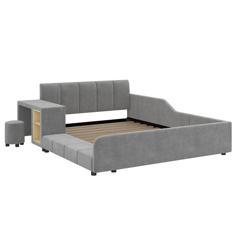 Lit-bateau avec rangement Alberry, Gris