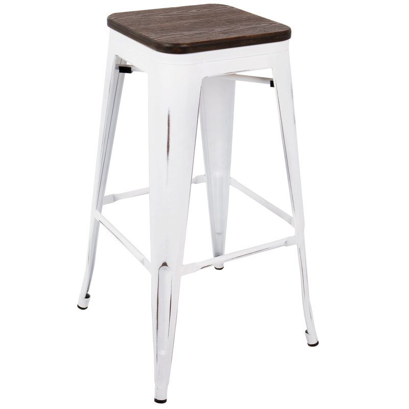 Joncarlo Counter Stool with Metal Frame, Bronze/White Frame