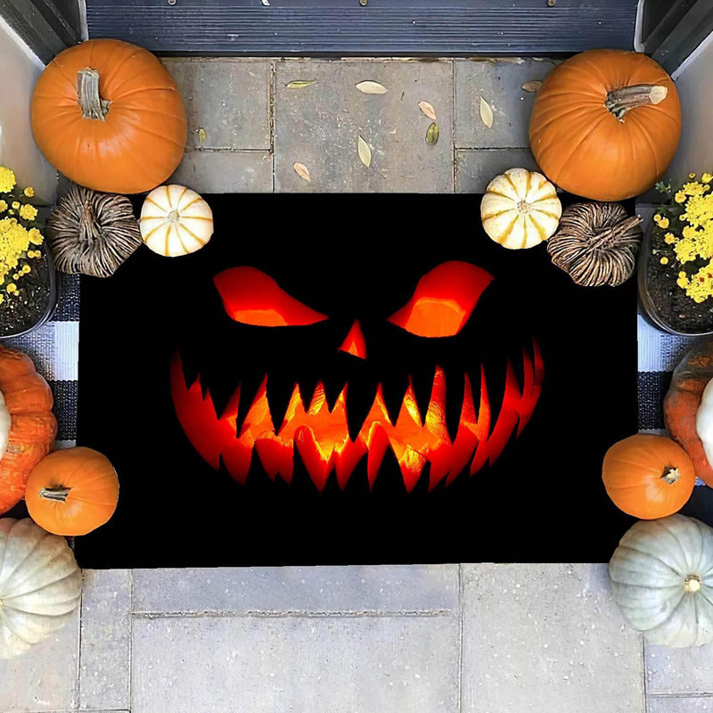 Paillasson d'Halloween, tapis de salle de bain citrouille d'Halloween 17 po x 29 po