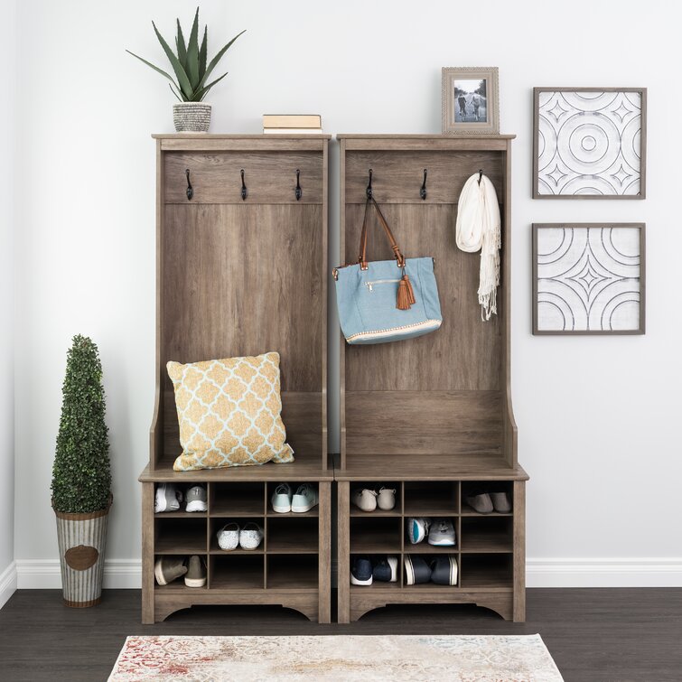Willow Gray Entryway Hall Tree with Shoe Storage