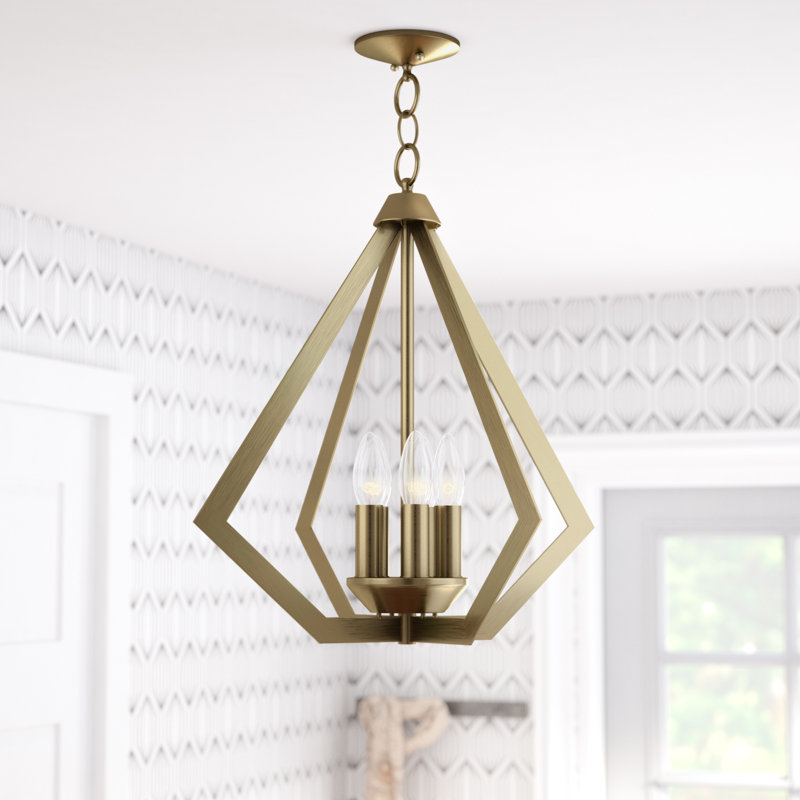 Lustre géométrique unique à 5 lumières Buckeys, Laiton antique