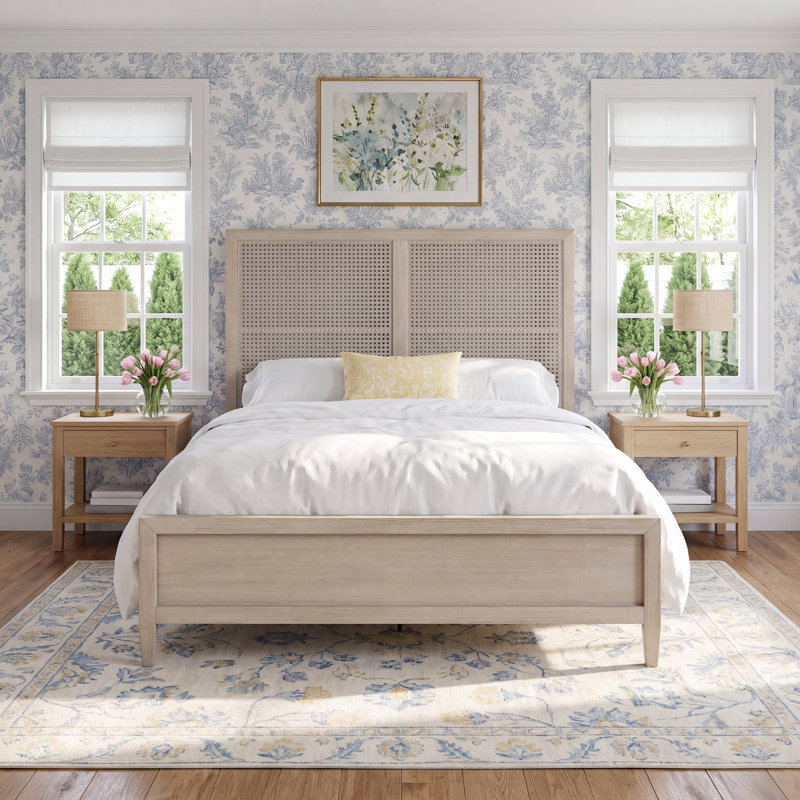Solid Wood Panel Bed, King