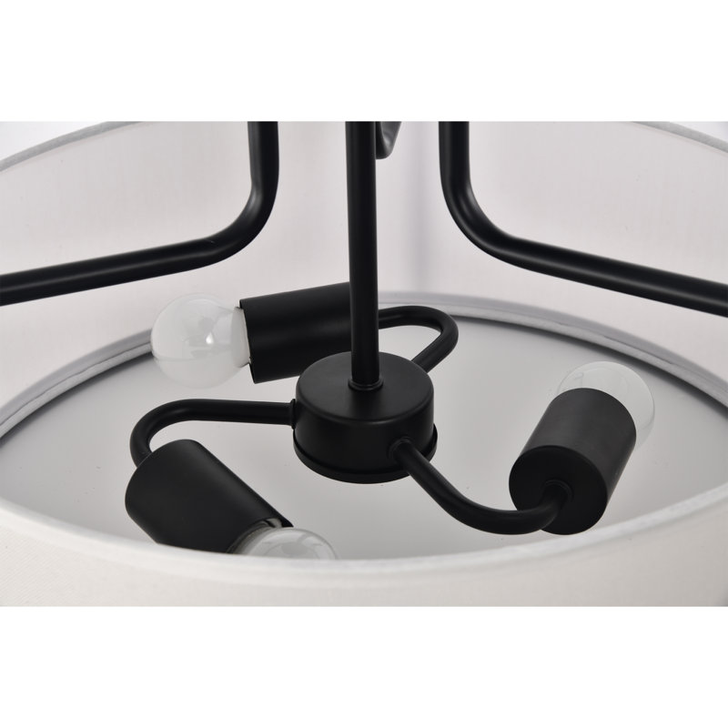 Matte Black 17.5" Contemporary Drum Pendant with Glass Diffuser