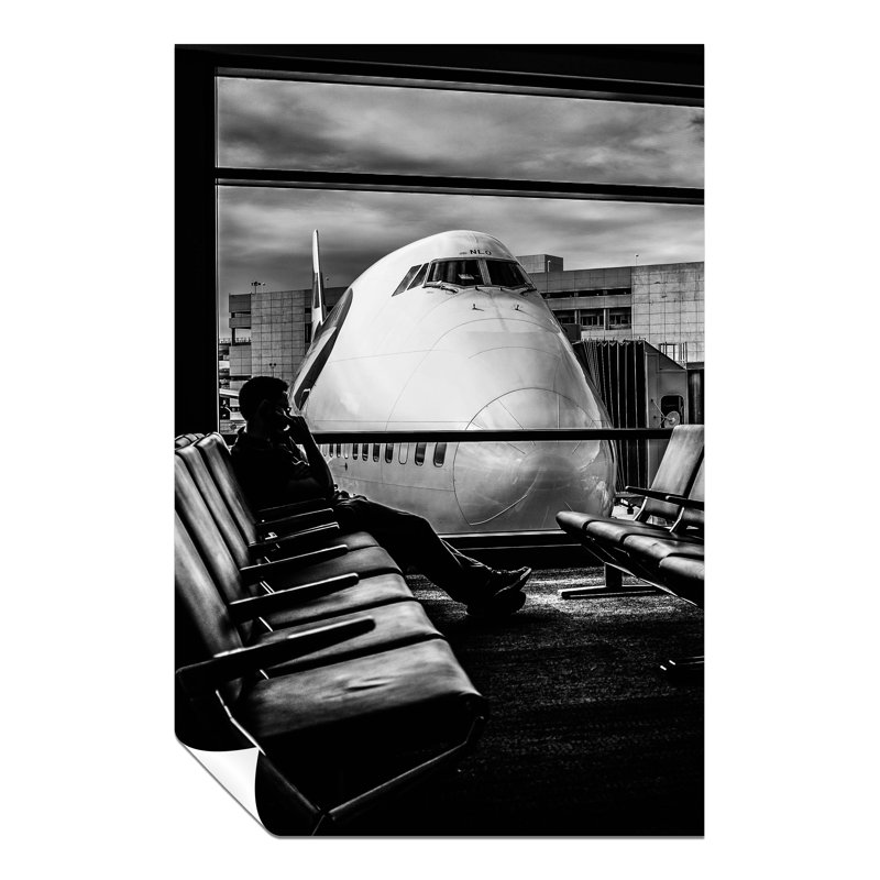 Man Waiting For His Plane - No Frame Print, 91cm H x 61cm W x 0.5cm D