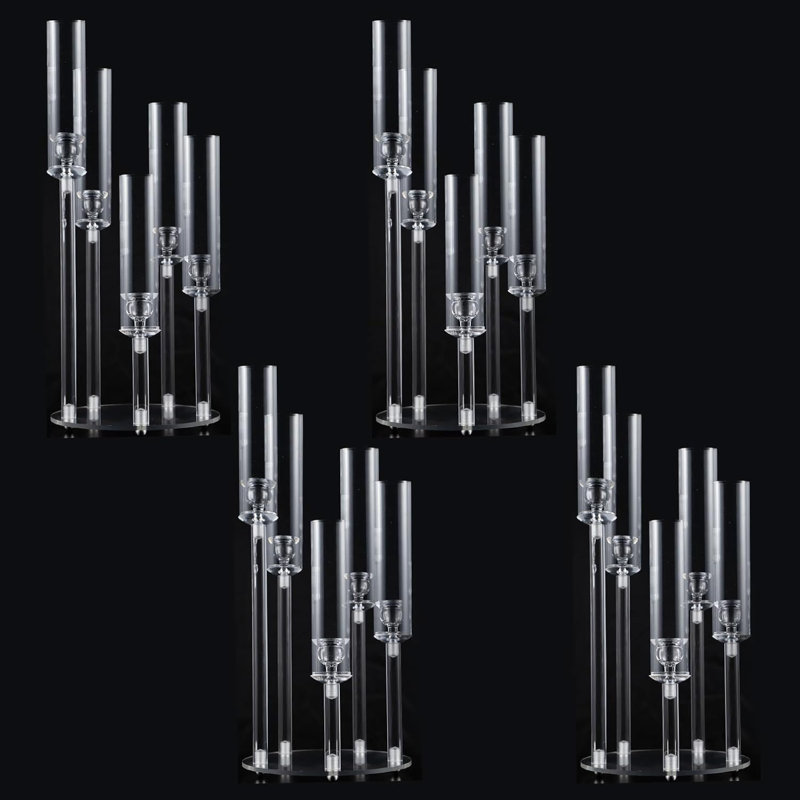 4Pcs 5 Arm Clear Acrylic Candelabra Centerpiece for Tables Wedding Party  Decoration (22Inches), 4