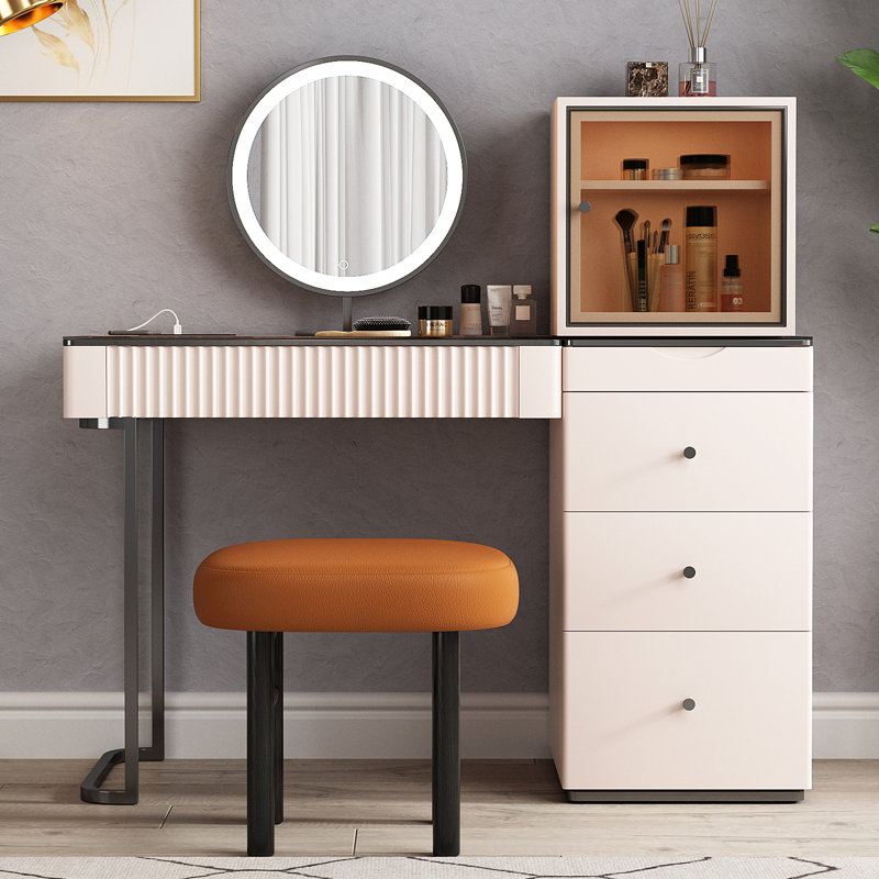 Dressing Table with Mirror, Pink