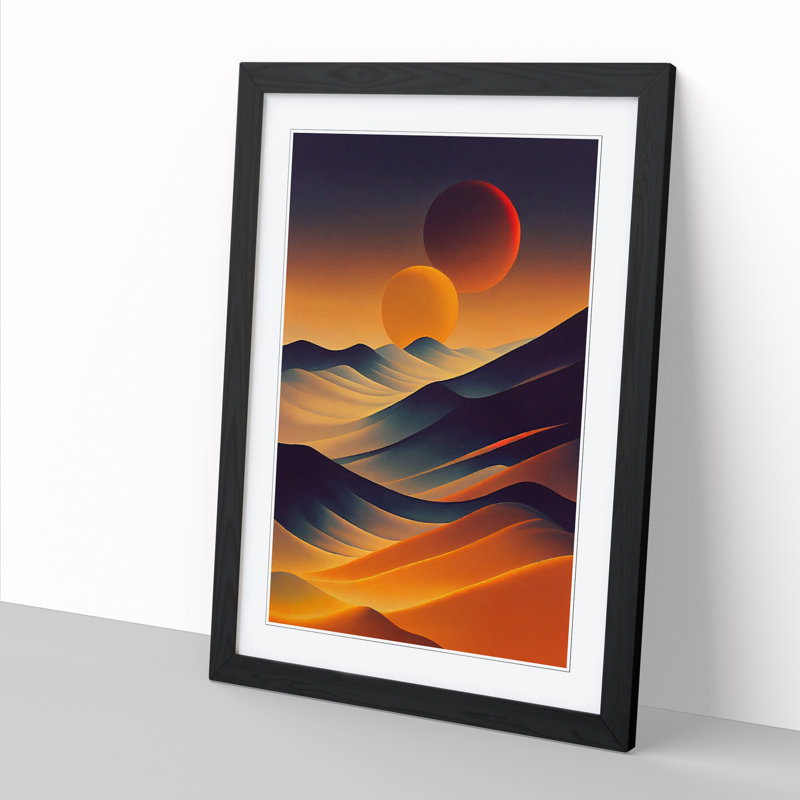 Sunset Field - Single Picture Frame Painting, 46cm H x 25cm W x 2cm D, Black