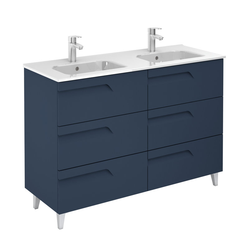 Yuva 48 " W Freestanding Standard 1 Single Double Vanity Bathroom Vanity With Ceramic Top